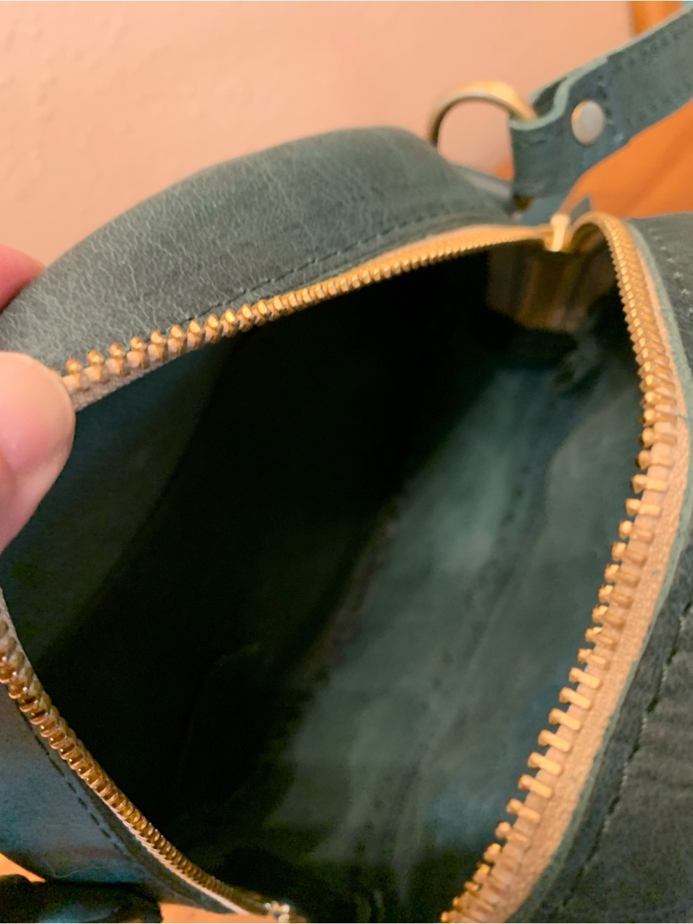 Portland Leather Small Circle Crossbody in the Color: SURF - Picture 9 of 11